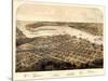 1867, Port Huron - Sarnia - Gratiot Bird's Eye View, Michigan, United States-null-Stretched Canvas