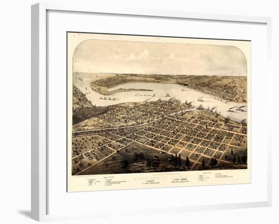 1867, Port Huron - Sarnia - Gratiot Bird's Eye View, Michigan, United States-null-Framed Giclee Print