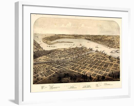 1867, Port Huron - Sarnia - Gratiot Bird's Eye View, Michigan, United States-null-Framed Giclee Print