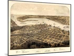 1867, Port Huron - Sarnia - Gratiot Bird's Eye View, Michigan, United States-null-Mounted Giclee Print