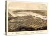 1867, Port Huron - Sarnia - Gratiot Bird's Eye View, Michigan, United States-null-Stretched Canvas