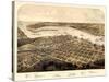 1867, Port Huron - Sarnia - Gratiot Bird's Eye View, Michigan, United States-null-Stretched Canvas