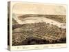 1867, Port Huron - Sarnia - Gratiot Bird's Eye View, Michigan, United States-null-Stretched Canvas