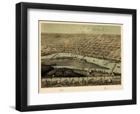 1867, Saginaw Bird's Eye View, Michigan, United States-null-Framed Premium Giclee Print