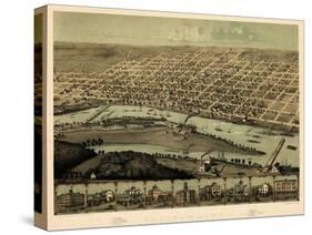 1867, Saginaw Bird's Eye View, Michigan, United States-null-Stretched Canvas