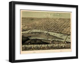 1867, Saginaw Bird's Eye View, Michigan, United States-null-Framed Giclee Print