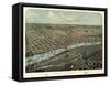 1867, Saginaw Bird's Eye View, Michigan, United States-null-Framed Stretched Canvas