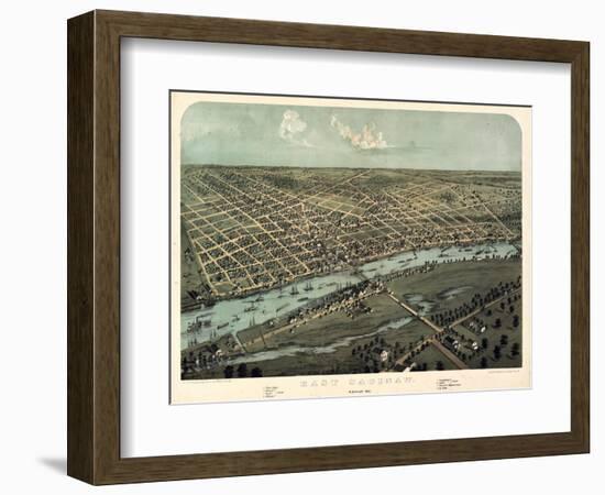 1867, Saginaw Bird's Eye View, Michigan, United States-null-Framed Giclee Print