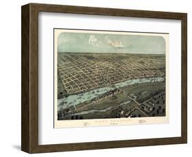 1867, Saginaw Bird's Eye View, Michigan, United States-null-Framed Giclee Print