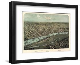 1867, Saginaw Bird's Eye View, Michigan, United States-null-Framed Giclee Print