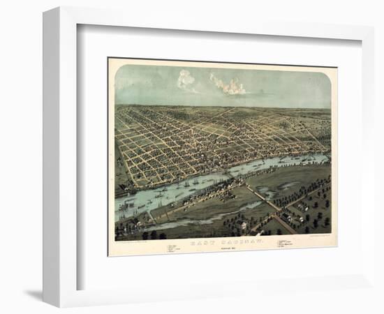 1867, Saginaw Bird's Eye View, Michigan, United States-null-Framed Giclee Print