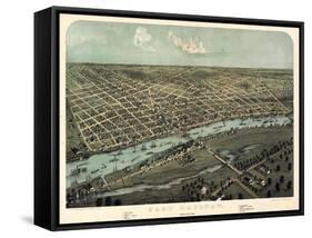 1867, Saginaw Bird's Eye View, Michigan, United States-null-Framed Stretched Canvas