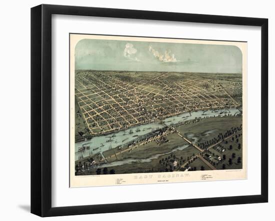 1867, Saginaw Bird's Eye View, Michigan, United States-null-Framed Giclee Print