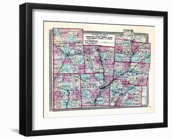 1868, Champaign, Darke, Green, Miami, Mongomery, Clarke, Preble, Ohio, United States-null-Framed Giclee Print