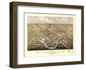 1868, Columbus Bird's Eye View, Wisconsin, United States-null-Framed Giclee Print