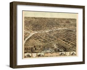 1868, Des Moines Bird's Eye View, Iowa, United States-null-Framed Giclee Print