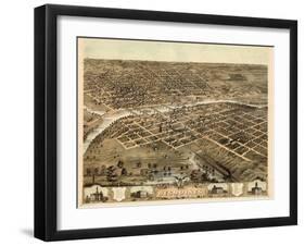 1868, Des Moines Bird's Eye View, Iowa, United States-null-Framed Giclee Print