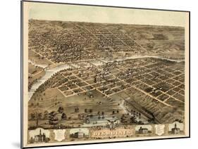 1868, Des Moines Bird's Eye View, Iowa, United States-null-Mounted Giclee Print