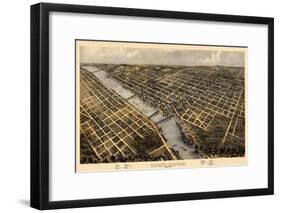1868, Grand Rapids Bird's Eye View, Michigan, United States-null-Framed Giclee Print