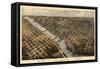 1868, Grand Rapids Bird's Eye View, Michigan, United States-null-Framed Stretched Canvas