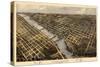 1868, Grand Rapids Bird's Eye View, Michigan, United States-null-Stretched Canvas