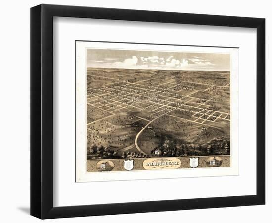 1868, Independence Bird's Eye View, Missouri, United States-null-Framed Giclee Print