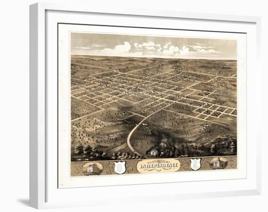 1868, Independence Bird's Eye View, Missouri, United States-null-Framed Giclee Print