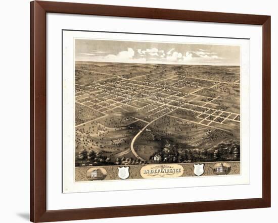 1868, Independence Bird's Eye View, Missouri, United States-null-Framed Giclee Print