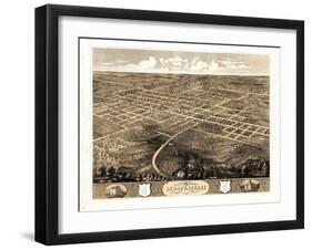 1868, Independence Bird's Eye View, Missouri, United States-null-Framed Giclee Print