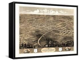 1868, Independence Bird's Eye View, Missouri, United States-null-Framed Stretched Canvas