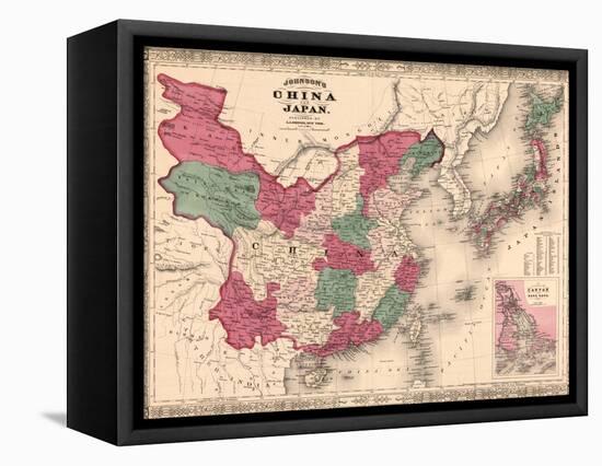 1868 Map of China and Japan, Showing Provincial Boundaries-null-Framed Stretched Canvas