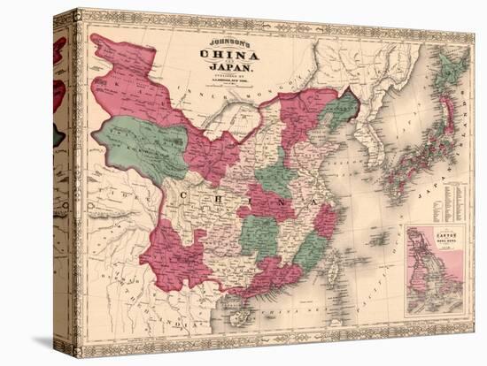 1868 Map of China and Japan, Showing Provincial Boundaries-null-Stretched Canvas