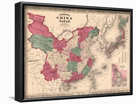 1868 Map of China and Japan, Showing Provincial Boundaries-null-Framed Art Print