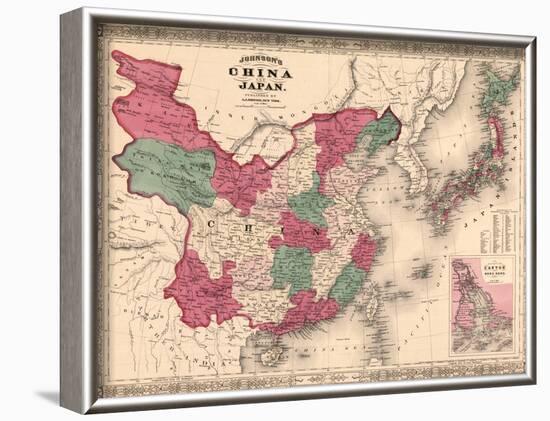 1868 Map of China and Japan, Showing Provincial Boundaries-null-Framed Art Print