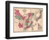 1868 Map of China and Japan, Showing Provincial Boundaries-null-Framed Art Print