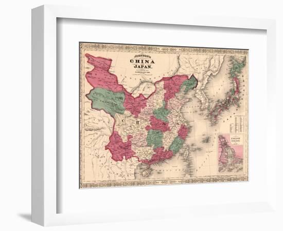 1868 Map of China and Japan, Showing Provincial Boundaries-null-Framed Art Print