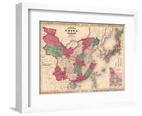 1868 Map of China and Japan, Showing Provincial Boundaries-null-Framed Art Print