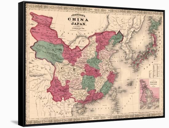 1868 Map of China and Japan, Showing Provincial Boundaries-null-Framed Stretched Canvas