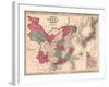 1868 Map of China and Japan, Showing Provincial Boundaries-null-Framed Art Print