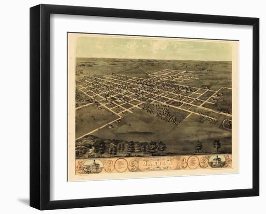 1868, Marion Bird's Eye View, Iowa, United States-null-Framed Giclee Print