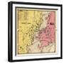 1868, Mystic River Map, Mystic Bridge Map, Connecticut, United States-null-Framed Giclee Print