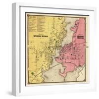 1868, Mystic River Map, Mystic Bridge Map, Connecticut, United States-null-Framed Giclee Print