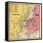 1868, Mystic River Map, Mystic Bridge Map, Connecticut, United States-null-Framed Stretched Canvas