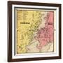 1868, Mystic River Map, Mystic Bridge Map, Connecticut, United States-null-Framed Giclee Print