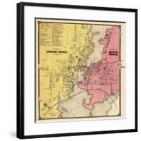 1868, Mystic River Map, Mystic Bridge Map, Connecticut, United States-null-Framed Giclee Print