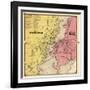 1868, Mystic River Map, Mystic Bridge Map, Connecticut, United States-null-Framed Giclee Print