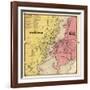 1868, Mystic River Map, Mystic Bridge Map, Connecticut, United States-null-Framed Giclee Print