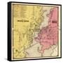 1868, Mystic River Map, Mystic Bridge Map, Connecticut, United States-null-Framed Stretched Canvas