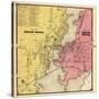 1868, Mystic River Map, Mystic Bridge Map, Connecticut, United States-null-Stretched Canvas