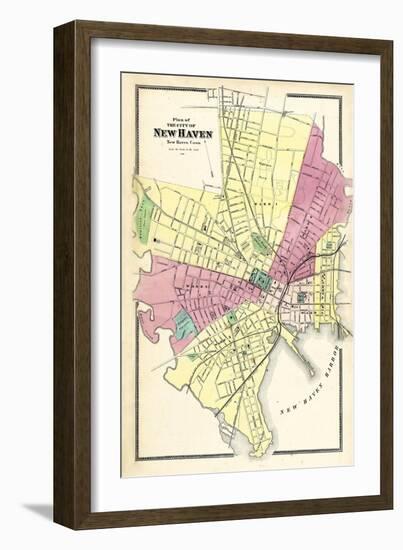 1868, New Haven City Map, Connecticut, United States-null-Framed Giclee Print